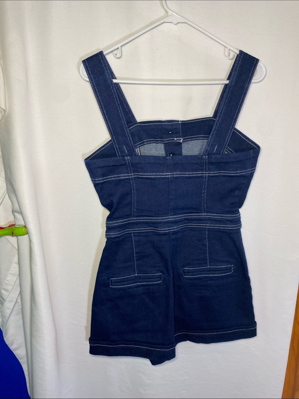 Anthropologie Maeve Portside Button-Front Denim Shorts Romper Denim Dark NWOT 6 - Picture 5 of 9